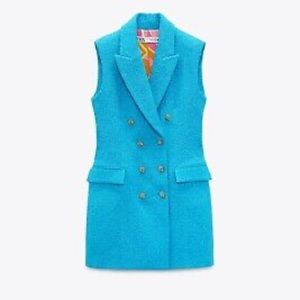 Zara Aqua Blue Textured Waist Coat Dress * SOLD OUT*